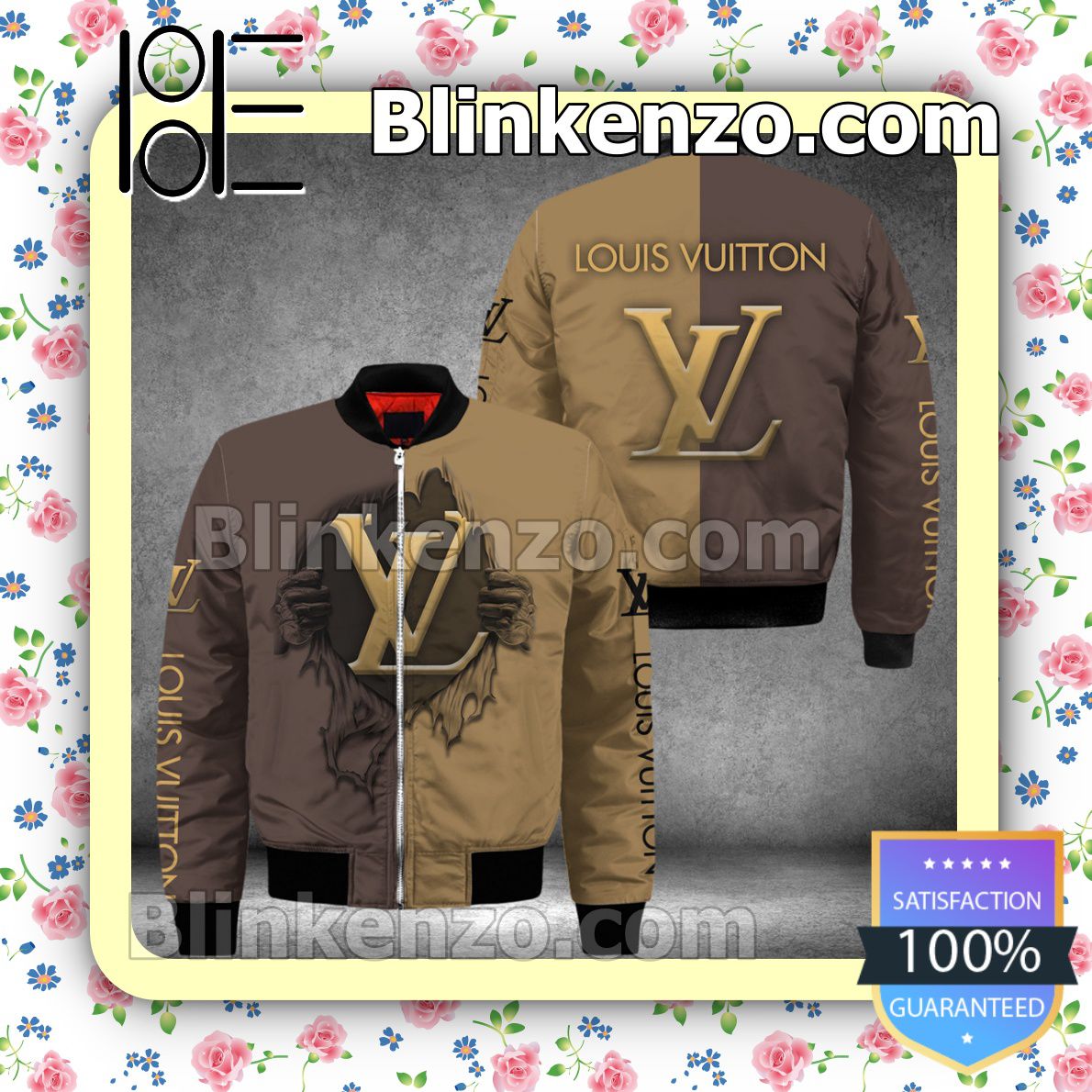 Louis Vuitton Hands Ripping Half Dark Half Light Brown Military Jacket Sportwear