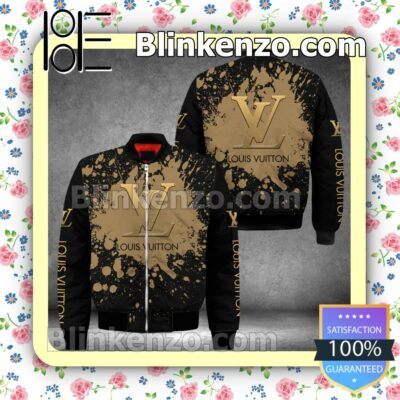 Louis Vuitton Logo Center Brown Splash Black Military Jacket Sportwear