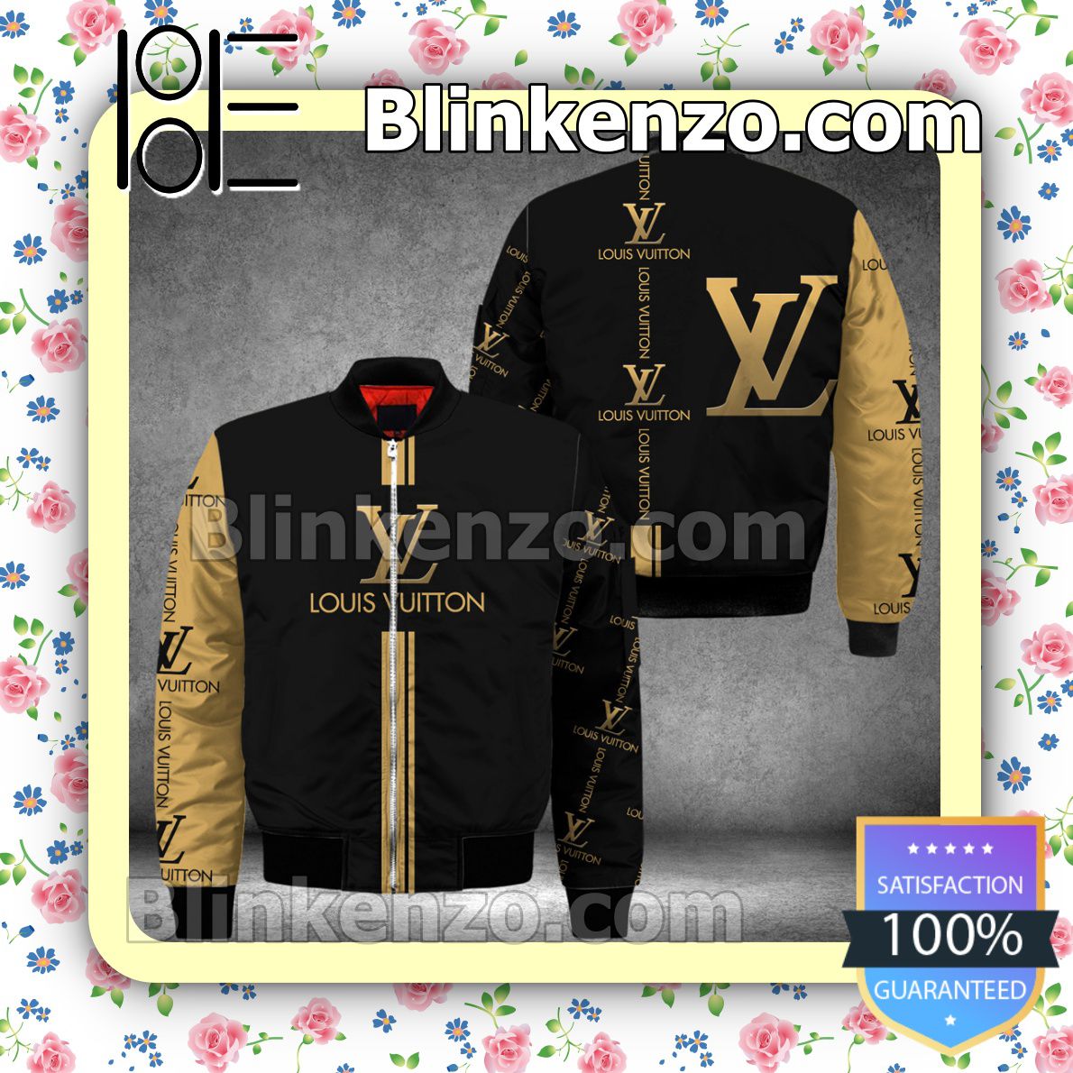 Louis Vuitton Luxury Brand Name And Logo Black Mix Brown Military Jacket Sportwear
