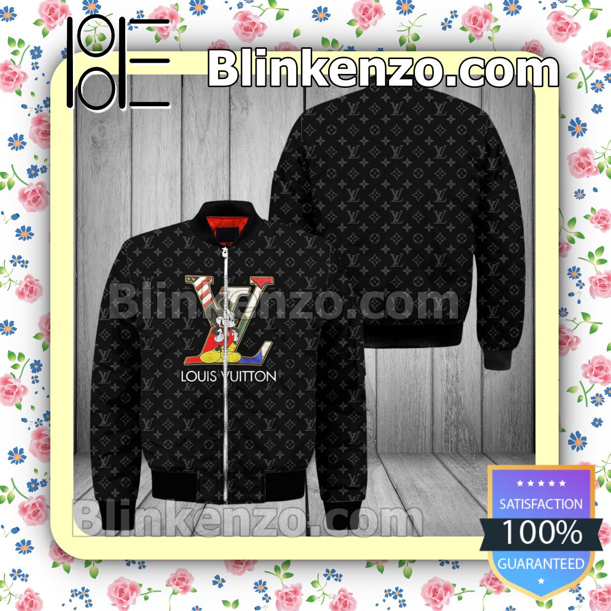 Louis Vuitton Mickey Mouse Black Monogram Military Jacket Sportwear