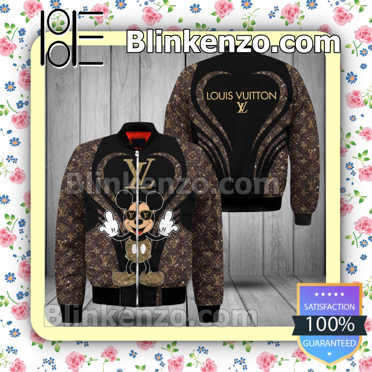 Louis Vuitton Mickey Mouse Glitter Heart Military Jacket Sportwear