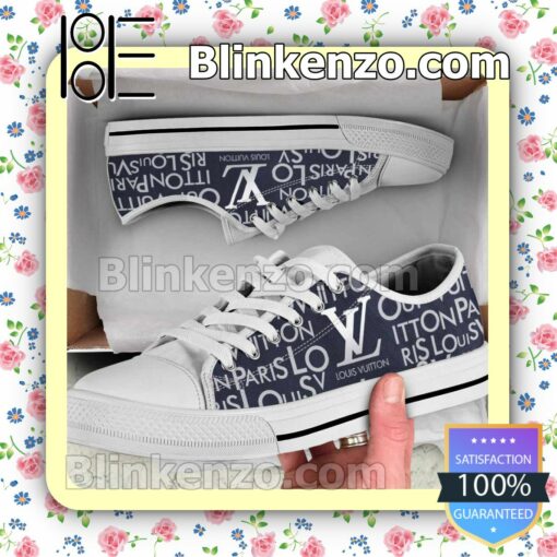 Louis Vuitton Paris Brand Name Print Navy Chuck Taylor All Star Sneakers