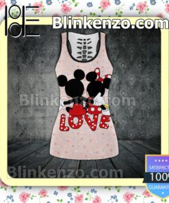 Love Couple Mickey And Minnie Women Tank Top Pant Set b
