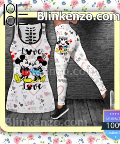 Love Mickey And Minnie Women Tank Top Pant Set
