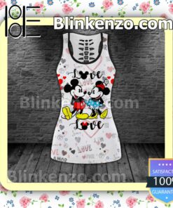 Love Mickey And Minnie Women Tank Top Pant Set c