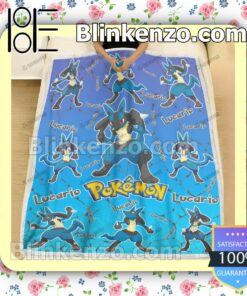 Lucario Pokemon Pattern Quilted Blanket a
