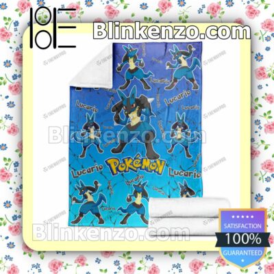 Lucario Pokemon Pattern Quilted Blanket b