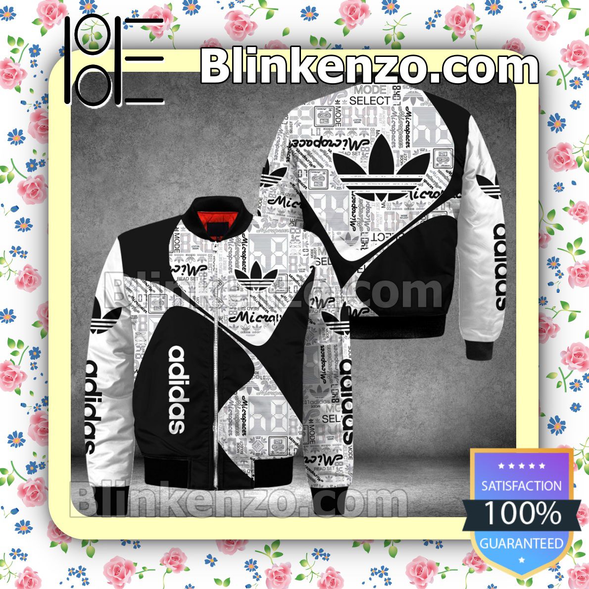 Luxury Adidas White Black With Brand Distinct Logo Military Jacket Sportwear