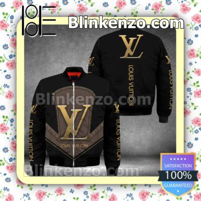 Luxury Louis Vuitton With Logo Center Black Military Jacket Sportwear