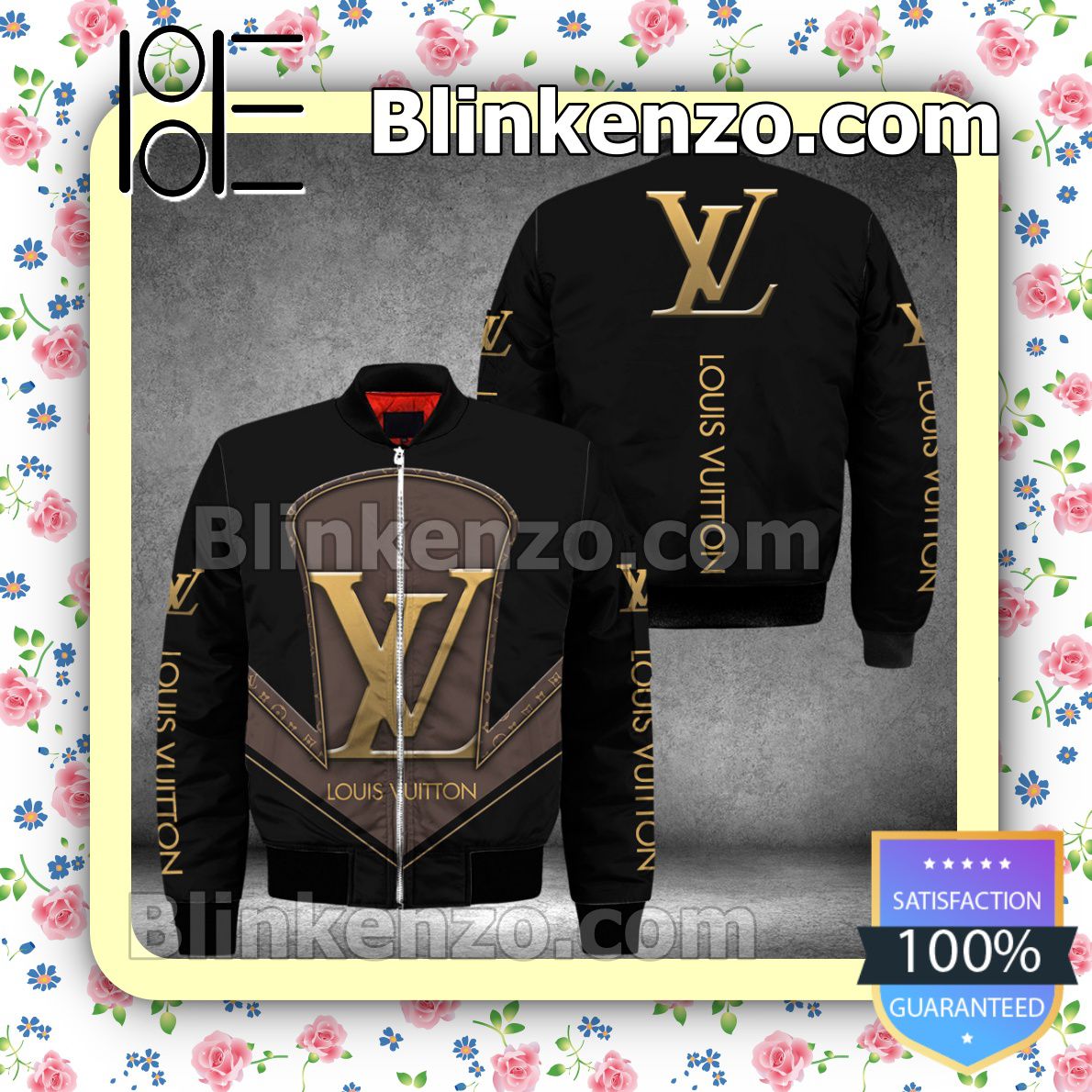 Luxury Louis Vuitton With Logo Center Black Military Jacket Sportwear