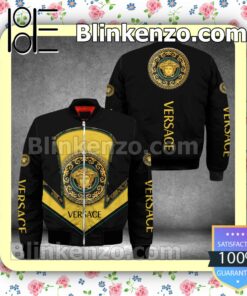Luxury Versace With Logo Center Black Military Jacket Sportwear