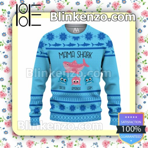 Mama Shark Jacob Amanda Liam Christmas Pullover Sweaters