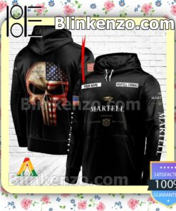 Martell Cognac Punisher Skull USA Flag Hoodie Shirt