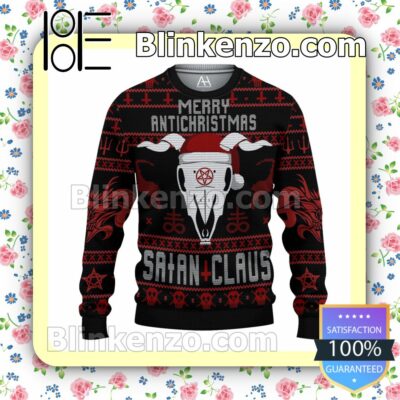 Merry Antichristmas Satan-claus Goat Skull Christmas Pullover Sweaters