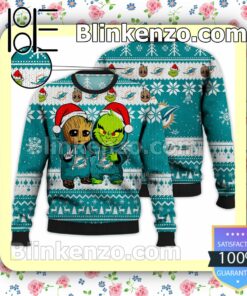 Miami Dolphins Baby Groot And Grinch Christmas NFL Sweatshirts