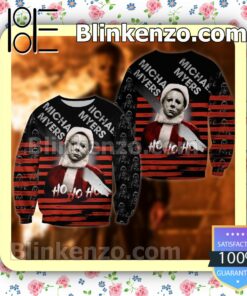 Michael Myers Ho Ho Ho Red Stripes Christmas Halloween 2022 Cosplay Shirt b