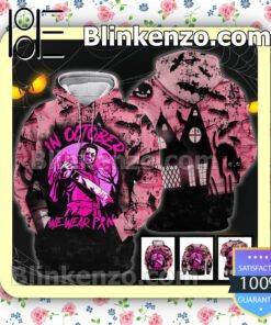 Michael Myers In October We Wear Pink Halloween 2022 Cosplay Shirt