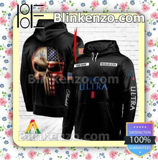 Michelob ULTRA Punisher Skull USA Flag Hoodie Shirt
