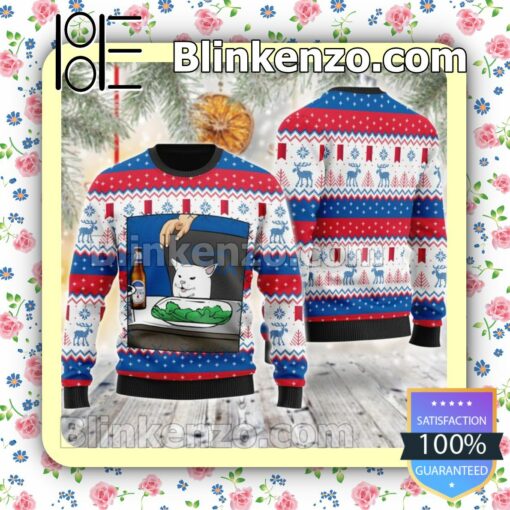 Michelob Ultra Cat Meme Christmas Pullover Sweaters