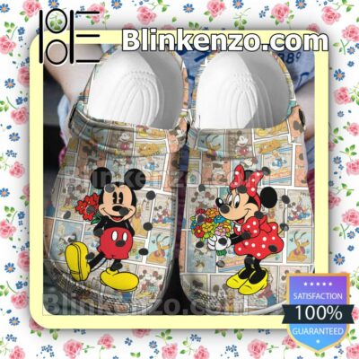 Mickey And Minnie Give Flowers Halloween Clogs