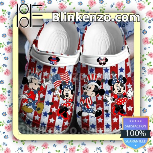 Mickey And Minnie July 4th American Flag Halloween Clogs