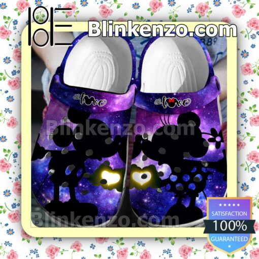 Mickey And Minnie Kiss Silhouette Galaxy Halloween Clogs