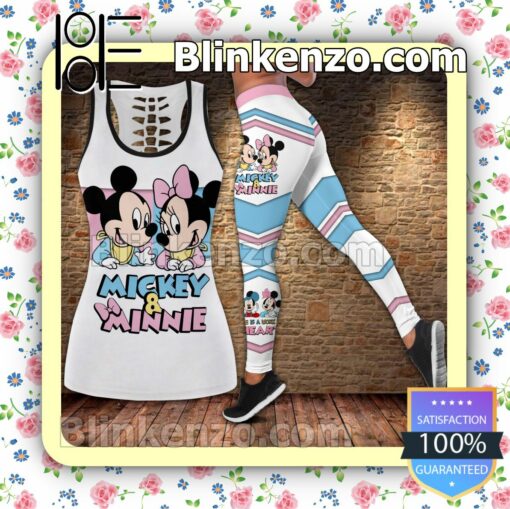 Mickey And Minnie Love Is A Work Of Heart Women Tank Top Pant Set