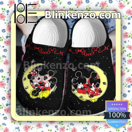 Mickey And Minnie Mouse Love On The Moon Halloween Clogs