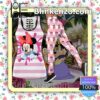 Mickey And Minnie Pink And White Stripes Women Tank Top Pant Set