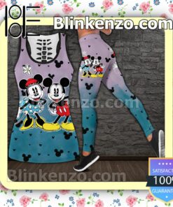 Mickey And Minnie Purple And Blue Women Tank Top Pant Set