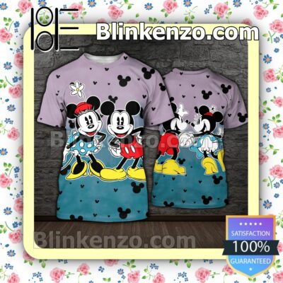 Mickey And Minnie Purple And Blue Women Tank Top Pant Set a