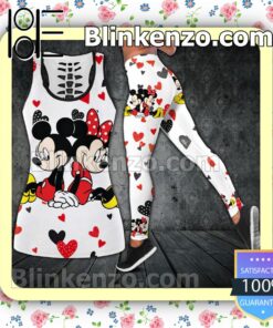 Mickey And Minnie Sitting Beside Women Tank Top Pant Set