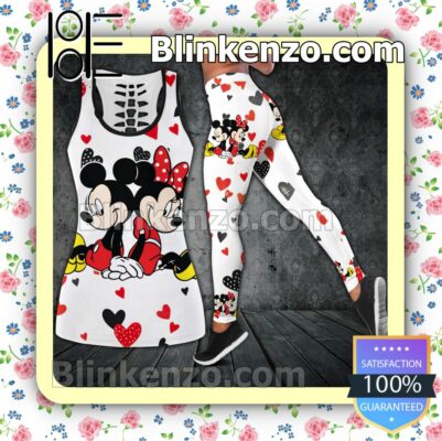 Mickey And Minnie Sitting Beside Women Tank Top Pant Set