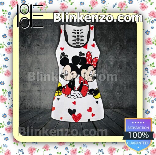 Mickey And Minnie Sitting Beside Women Tank Top Pant Set c