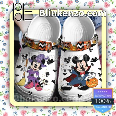 Mickey And Minnie Witch Pumpkin Halloween White Halloween Clogs