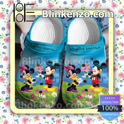 Mickey And Minnie With Flowers Together Forever Halloween Clogs