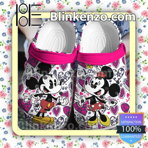 Mickey And Minnie With Many Hearts Halloween Clogs