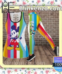 Mickey Colorful Vertical Stripes Women Tank Top Pant Set