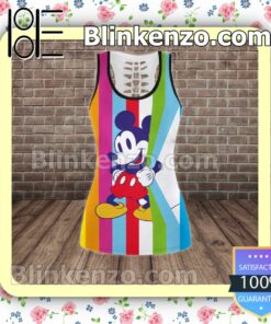 Mickey Colorful Vertical Stripes Women Tank Top Pant Set c