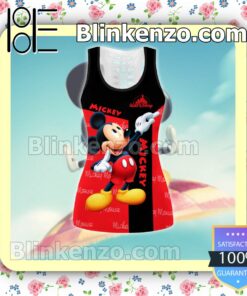 Mickey Disney Black And Red Women Tank Top Pant Set b