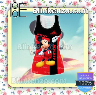 Mickey Disney Black And Red Women Tank Top Pant Set b