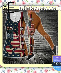 Mickey Mouse And American Flag Women Tank Top Pant Set