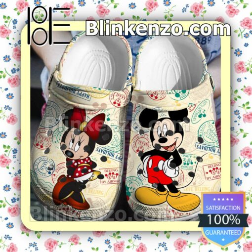 Mickey Mouse And Minnie Mouse Happy Holidays Halloween Clogs