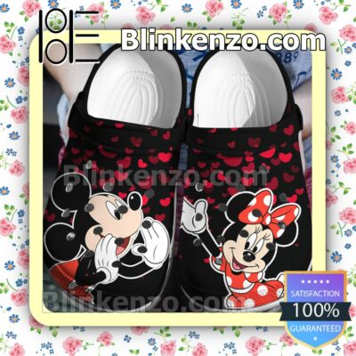 Mickey Mouse And Minnie Mouse Red Heart Black Halloween Clogs