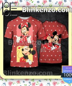 Mickey Mouse And Minnie Mouse Red Women Tank Top Pant Set a