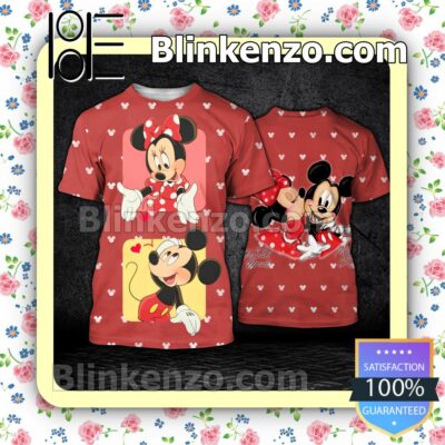 Mickey Mouse And Minnie Mouse Red Women Tank Top Pant Set a