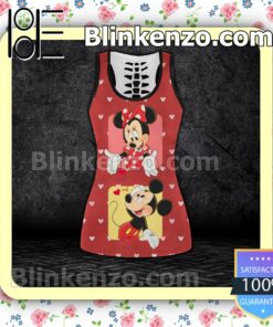 Mickey Mouse And Minnie Mouse Red Women Tank Top Pant Set c