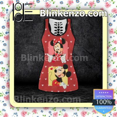 Mickey Mouse And Minnie Mouse Red Women Tank Top Pant Set c