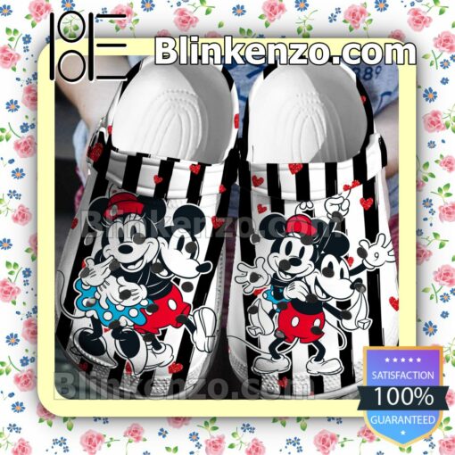 Mickey Mouse And Minnie Mouse Vertical Stripes Halloween Clogs