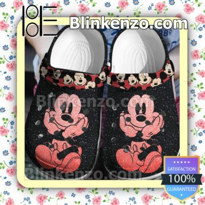 Mickey Mouse Black Red Glitter Halloween Clogs